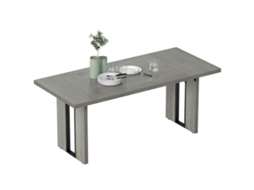 Mesa de jantar industrial para 8 pessoas, madeira e aço 180x80x75cm cinza BTFORUS