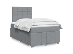 Vidaxl Cama Com Molas/colchão 120x200 Cm Tecido Cinza-claro