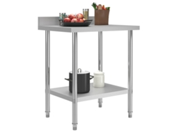 Mesa de Cozinha Rebordo Antirrespingos MAISON EXCLUSIVE em Aço Inoxidável 80x60x93 cm