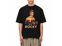 Rockinstone Rocky Movie Sunset Over Philly Black Adult T-shirt Size:xxl