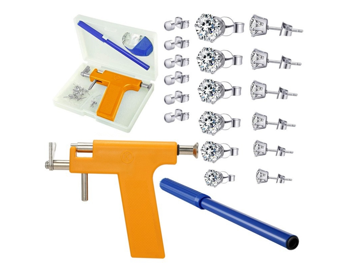 Piercing De Orelha, Kit De Ferramentas Para Piercing Com Brincos De Aço Inoxidável (laranja) Spqment