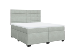 Cama com Molas e Colchão Veludo Cinzento Claro MAISON EXCLUSIVE (200x200 cm)