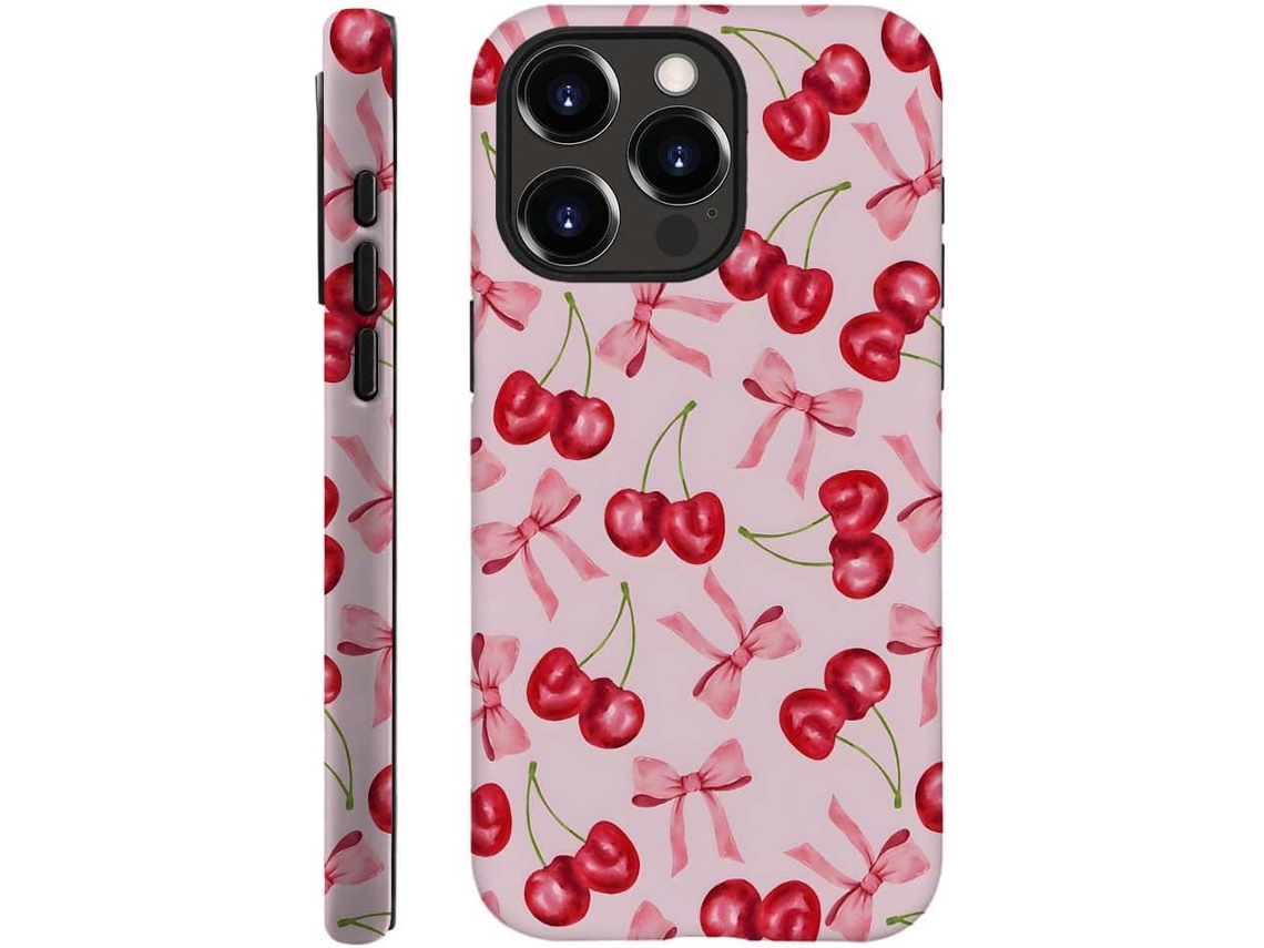 Capa Para Iphone 13 Pro Max, Rosa Com Laço De Cereja, Macia E À Prova De Choque, Ideal Para Meninas, Mulheres, Meninos E Homens