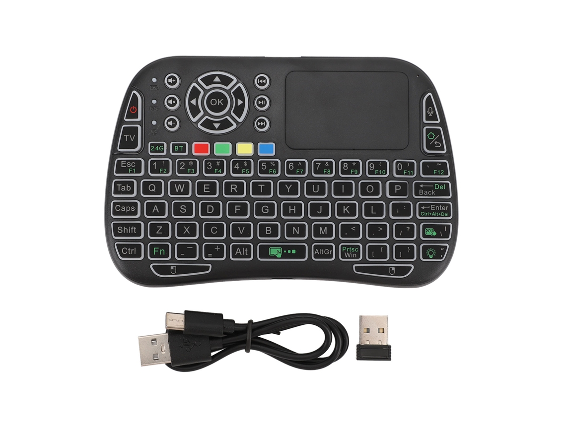 Teclado Sem Fio Mini Com Touchpad Controle Remoto E Retroiluminação Rgb Para Android Tv Box