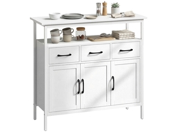 Aparador com prateleiras ajustáveis ZENCORE SERVICES, buffet com 3 gavetas, 3 portas, 95cm, branco