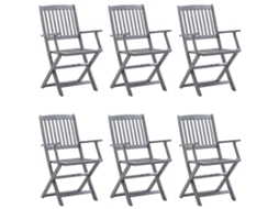 Maison Exclusive - Cadeiras Exterior Dobráveis C/ Almofadões 6 Pcs Acácia Maciça