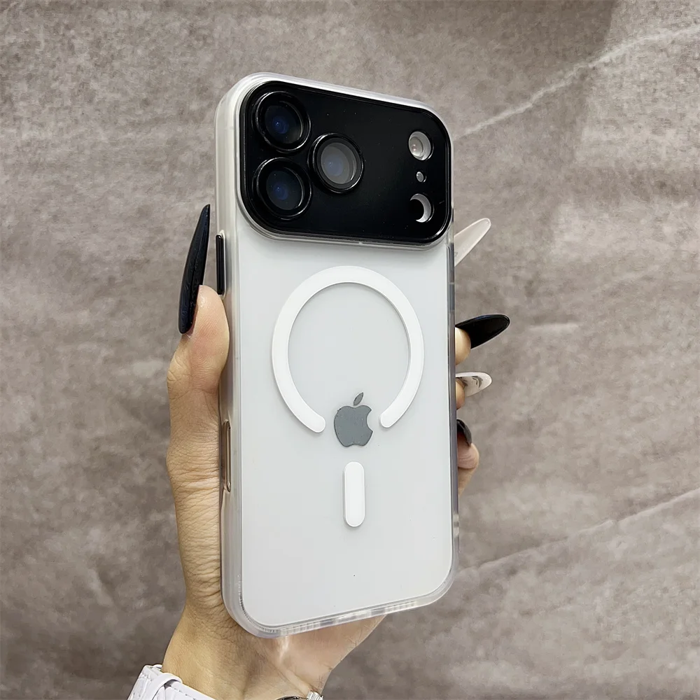 (iphone 16 Pro, Branco) Capa Transparente Para Carregamento Sem Fio Do Iphone, Compatível Com Magsafe.