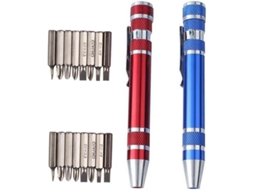 Conjunto de Parafusos de Precisão 8 em 1, 2 Peças, para PC, Óculos, Relógios, Telefones Móveis (vermelho+azul) com S/MARCA