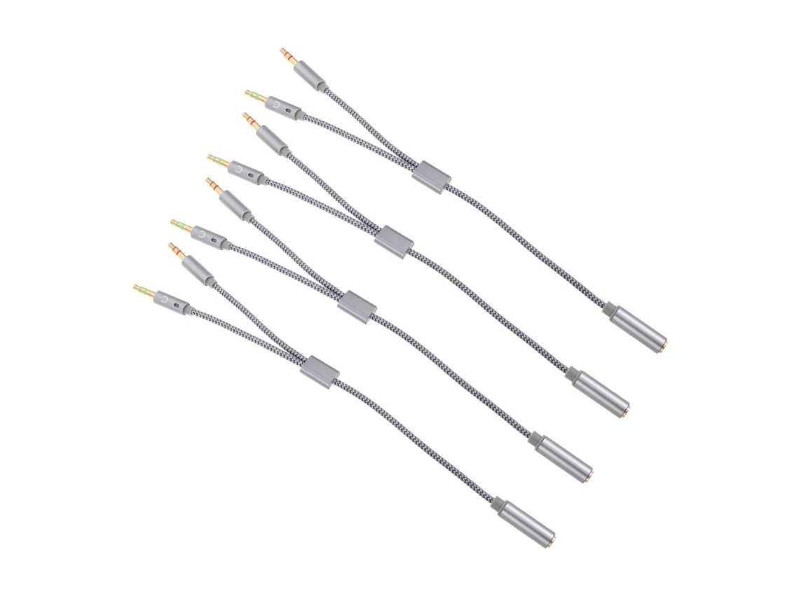 Kit Com 4 Cabos Divisores De Áudio Trançados, Para Pc, Para Microfone