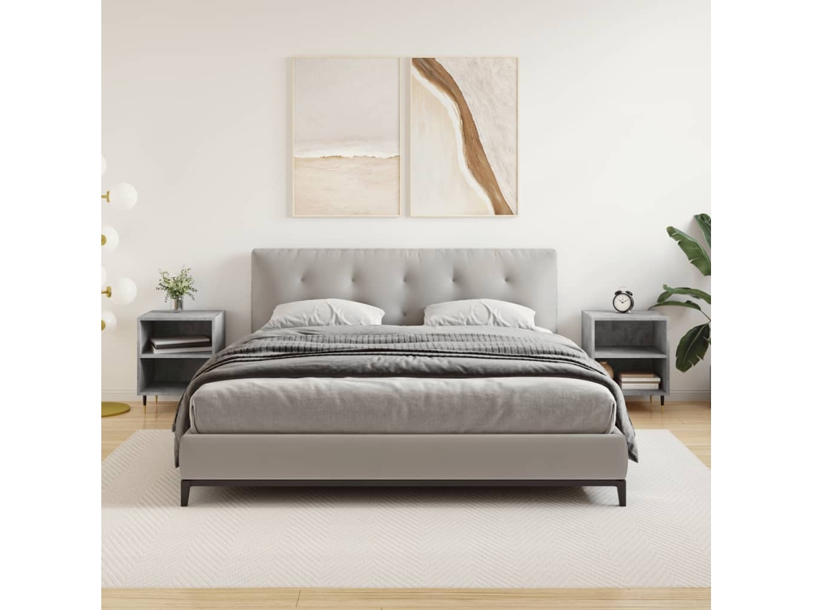 Vidaxl Mesas Cabeceira 2pcs 40x30x50cm Derivados Madeira Cinza-cimento