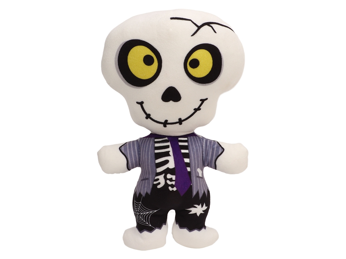 Pelúcia divertida de caveira de desenho animado para o Halloween, esqueleto macio para decoração de casa, 30 cm (11,8 polegadas)