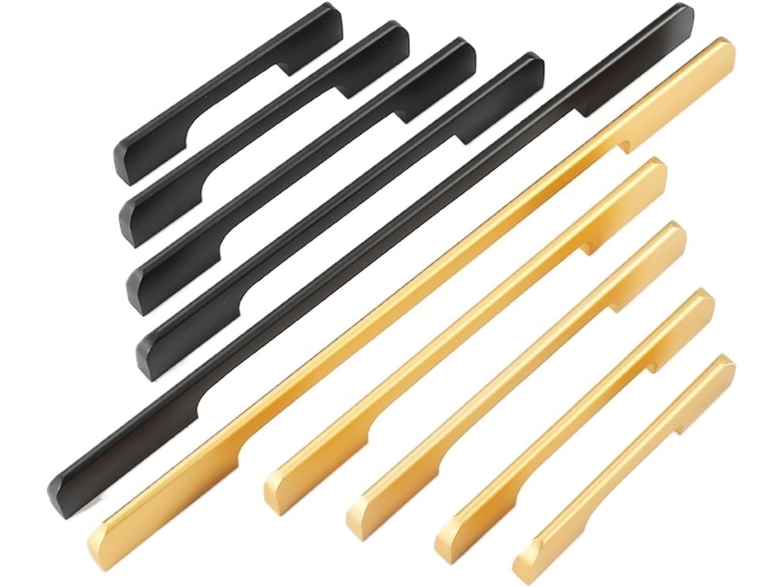 Puxador Extensível Para Armário Gaveta, Modelo Simples, Em Liga De Alumínio Preto E Dourado, Para Porta Preto 96mm