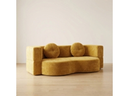 Sofá-cama 3 Em 1, 100x200x32 Cm, Amarelo Chenille, Ergonómico