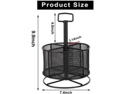 Organizador de mesa de malha, suporte para caneta multifuncional com rotação de 360 graus, organizador de artigos de papelaria de mesa com 4 compartimentos, Beijiyi (preto)