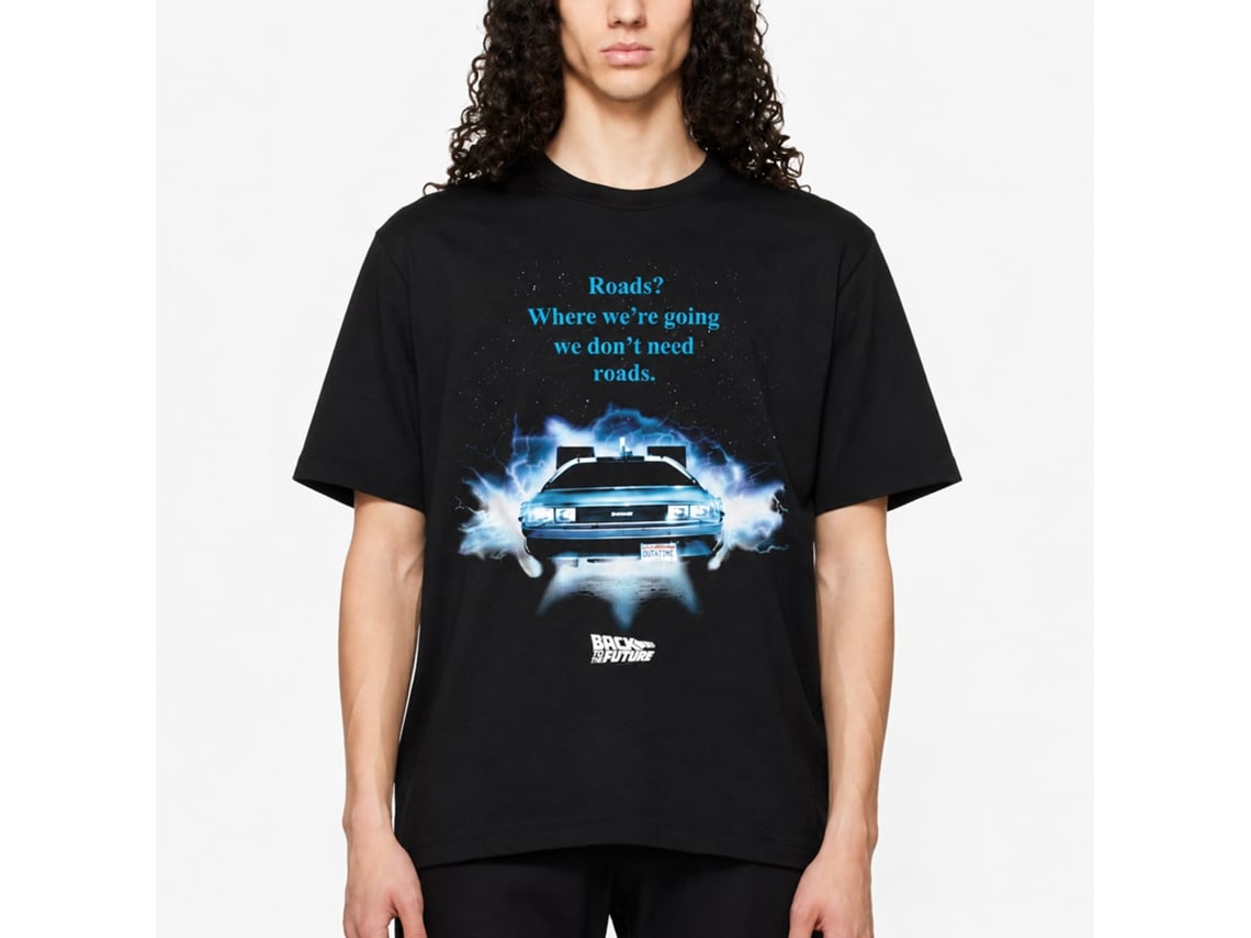 Rockinstone Back To The Future Movie Driving Through Black Adult T-shirt Size:xl