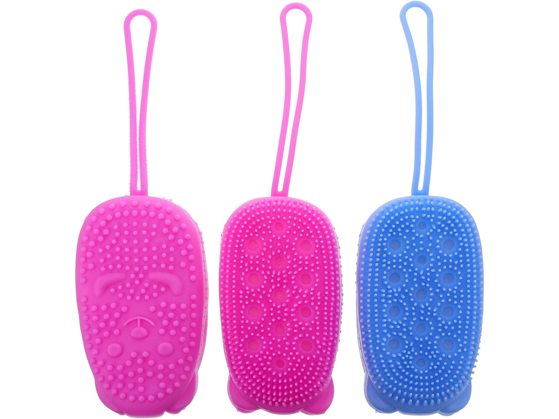 Conjunto De 3 Escovas Silicone Para Banho Com Cerdas Macias Facilitar A Esfoliação E Massagem Da Pele