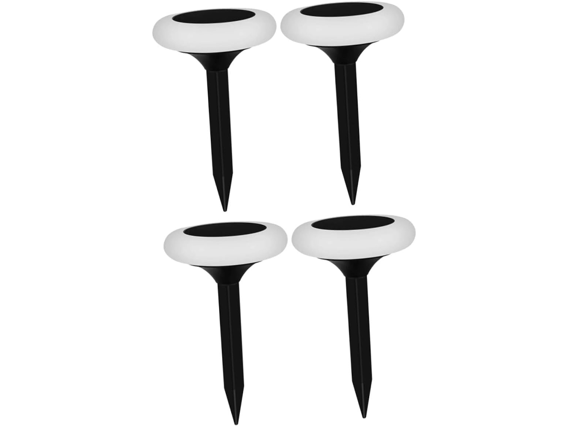 Conjunto de 4 Luzes Solares de Jardim Rgb Coloridas, Sem Fio, em Plástico Preto, Fáceis de Instalar. SFUSHOS