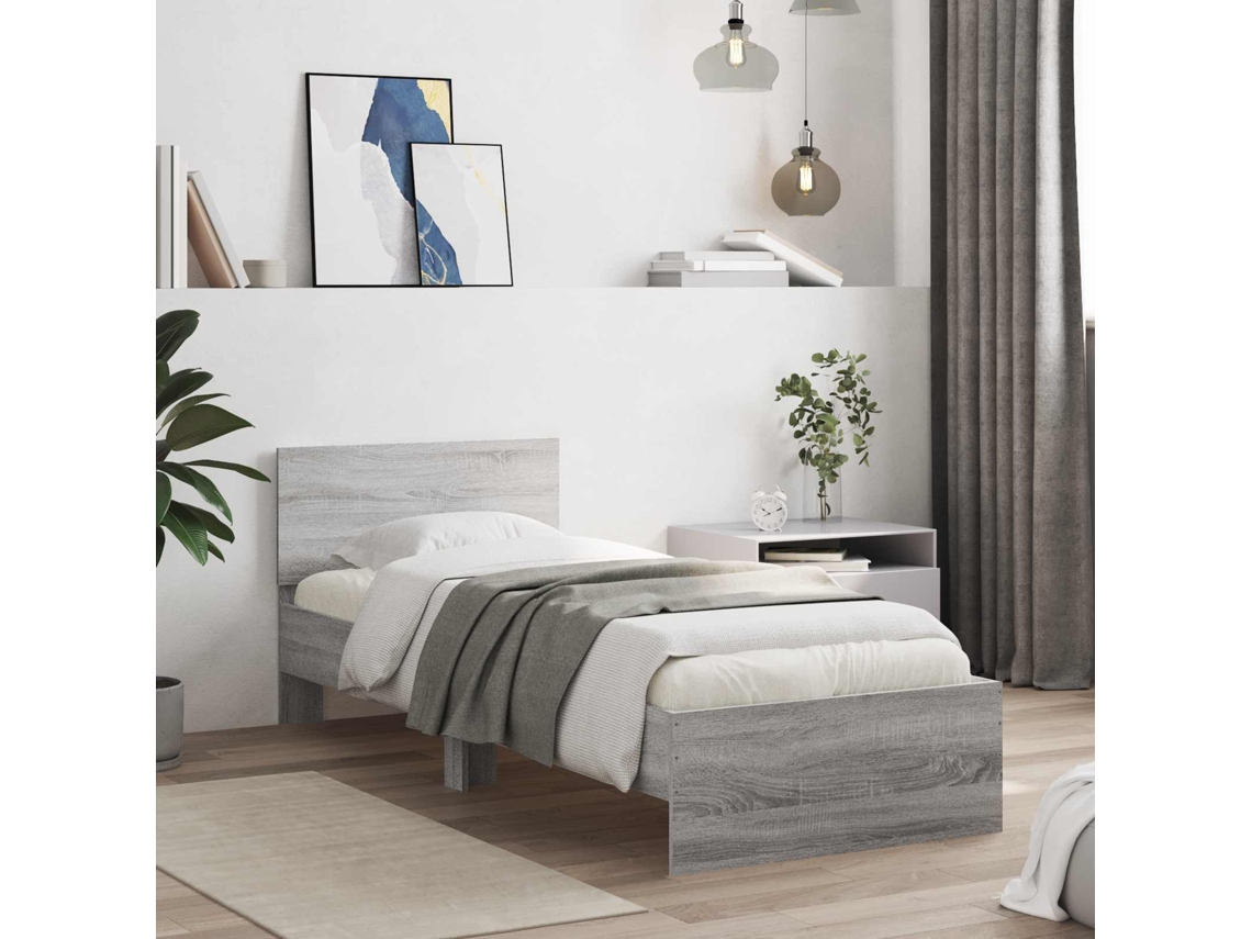 Vidaxl Estrutura De Cama Com Cabeceira Com Cabeceira Sonoma Cinzento