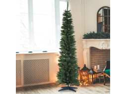 Árvore de Natal artificial fina de 180 cm com galhos realistas, árvore de Natal alta e estreita com base dobrável, verde.