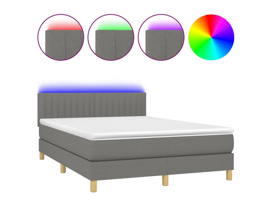 Box Spring Bed, Box Spring Beds Vidaxl Cinzeto Tecido (140 X 190 Cm)