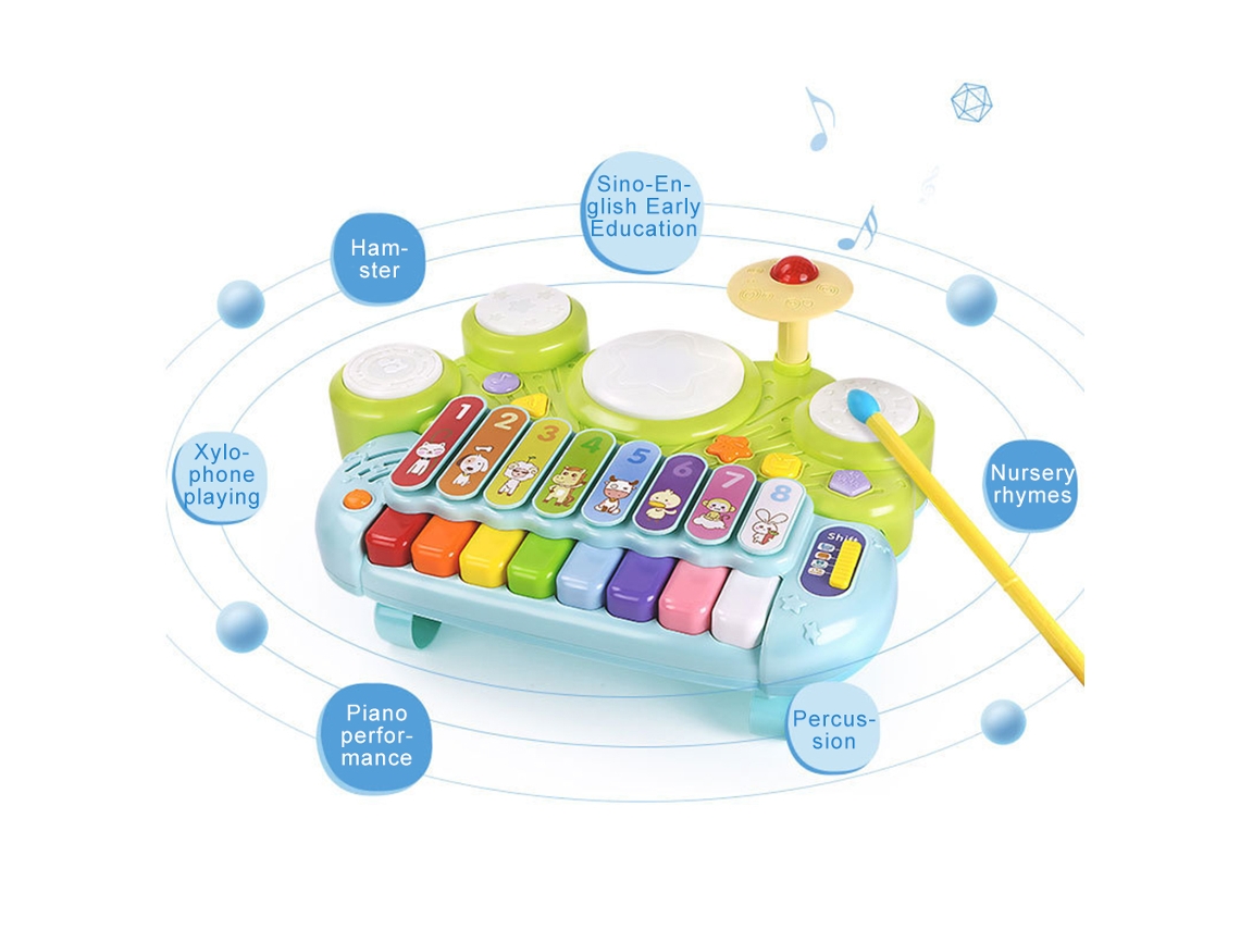Primerox brinquedos Musicais Infantil Piano Tambores Xilofone Educativo Multifuncional para Bebê 1 4 Anos