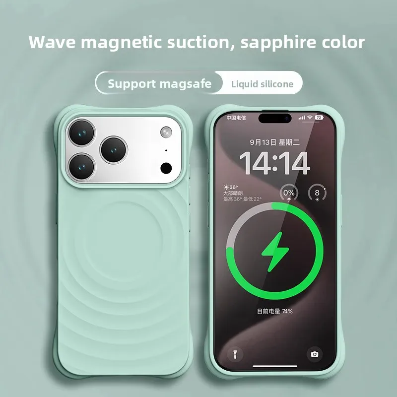 (verde, Iphone 16 Pro Max) Capa Para Celular, Compatível Com Magsafe, Silicone Líquido, Resistente A Riscos