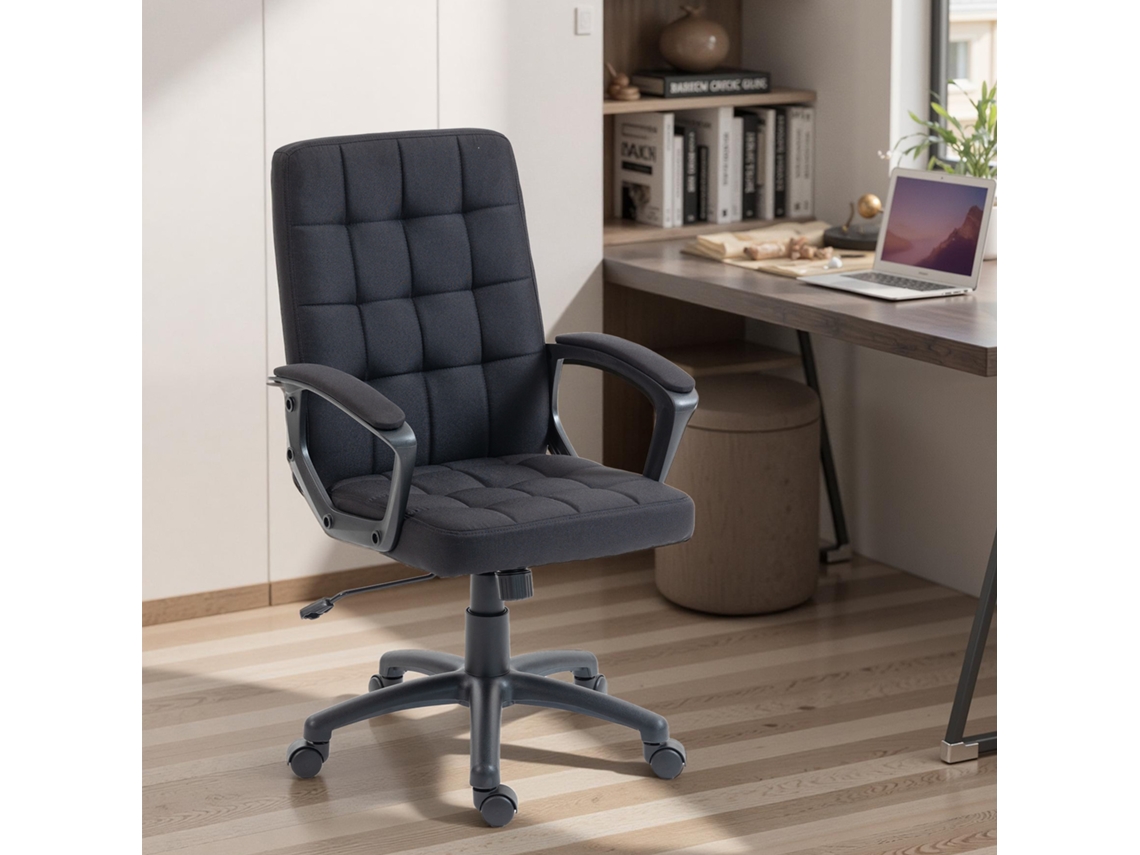 Cadeira De Escritório Giratória Com Alt.ajust. E Apoio Para Os Braços Moderno 59x63x96-105.5 Cm Preto