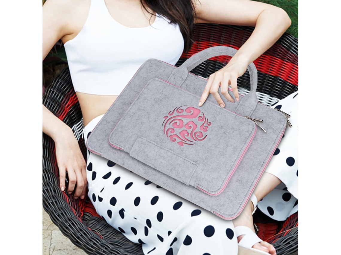 Bolsa Para Notebook/computador De Feltro Com Flores Esculpidas, Com Alça E Bolso (11 Polegadas) Eoocoo