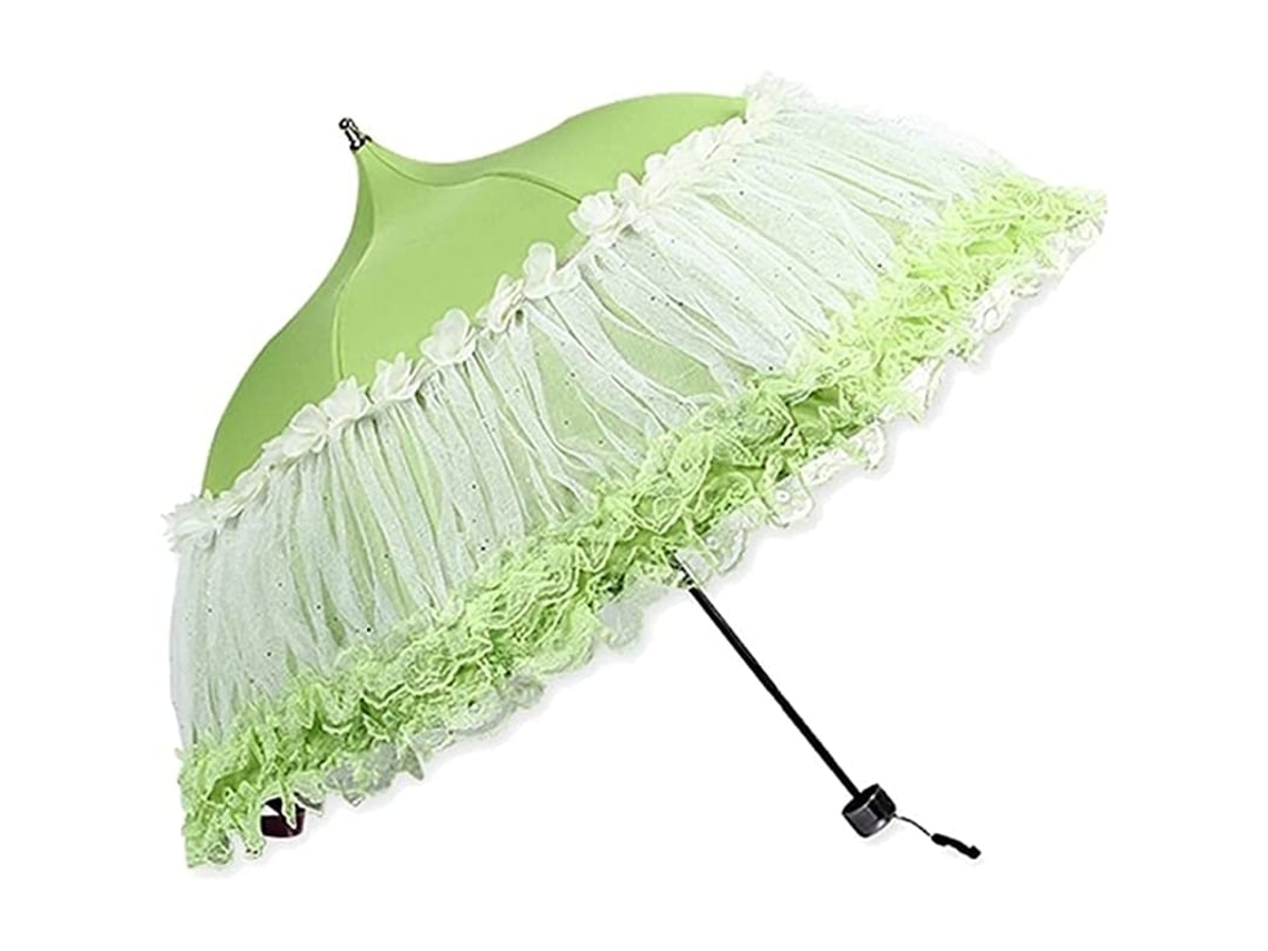 Guarda-chuva De Festa Plissado Com Recorte Verde Fruta Upf 50+ Leve E Compacto