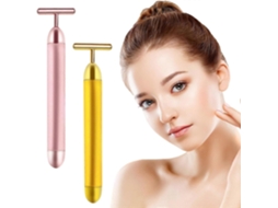 Kit com 2 Massageadores Faciais em Formato de T, Dourado e Rosa GOKOCO