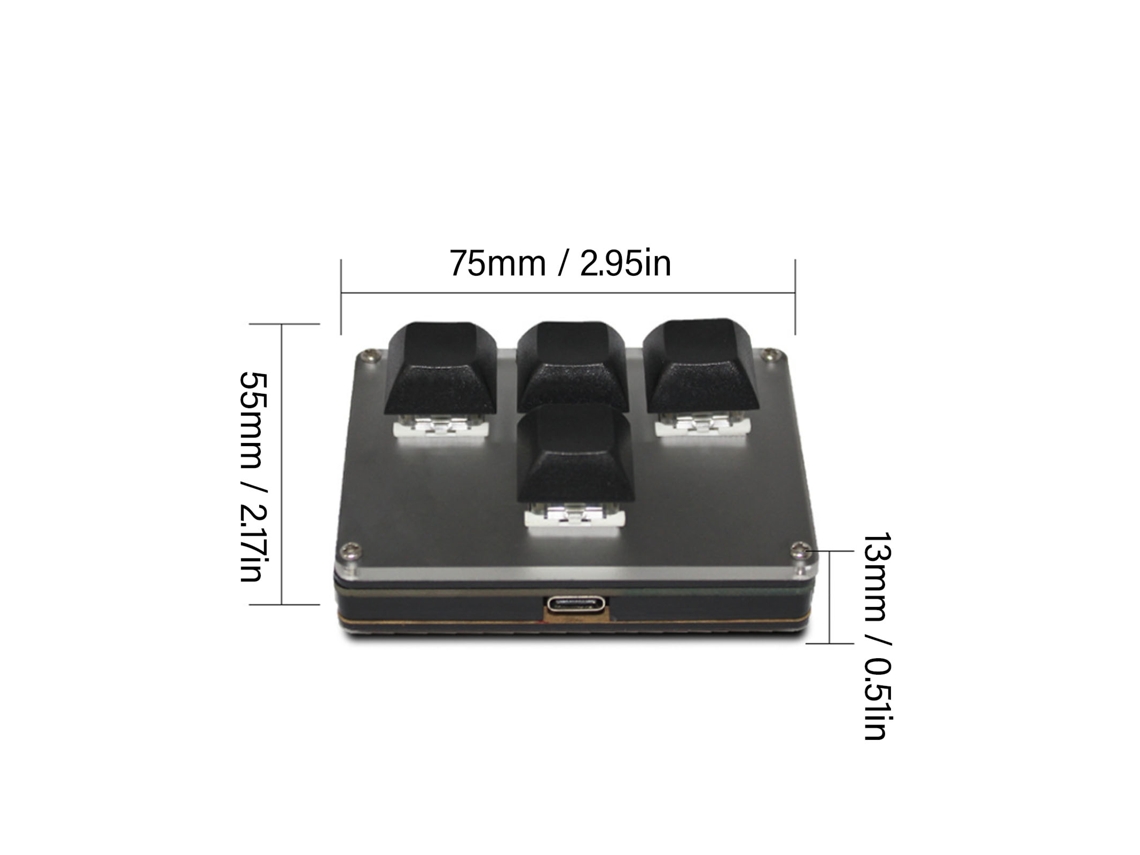 Teclado Mecânico Sem Fio Type C 4 Teclas