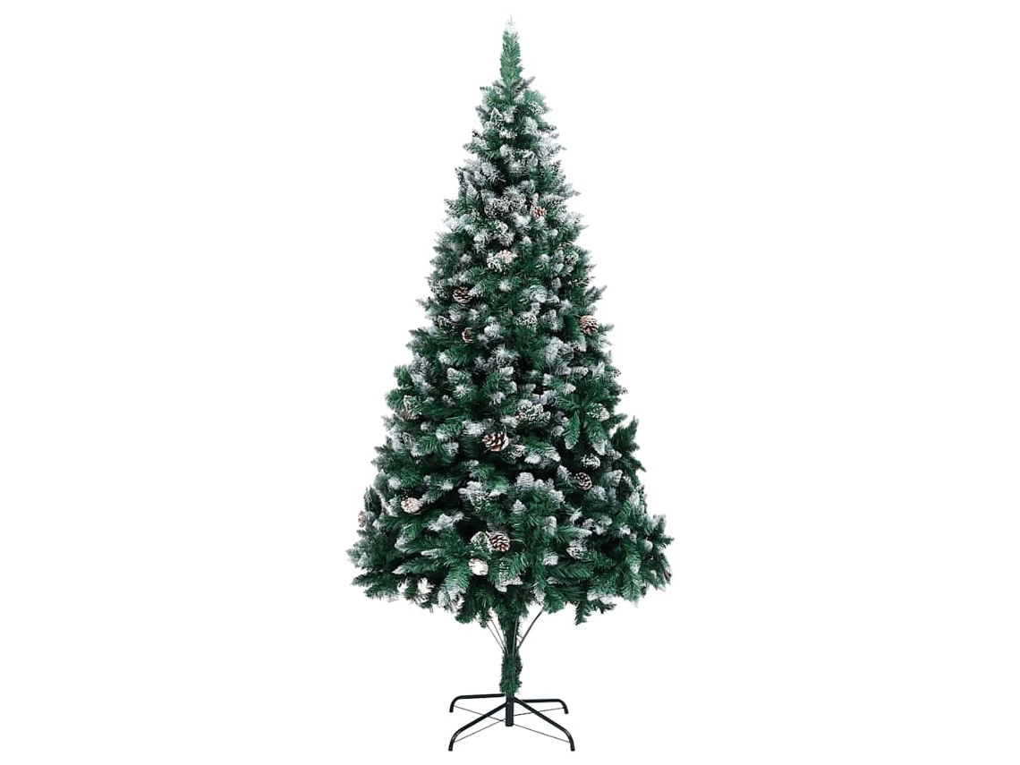 Vidaxl Árvore De Natal Artificial Com Pinhas E Neve Branca 210 Cm