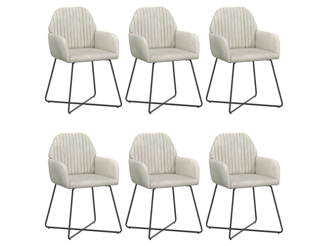 Vidaxl Cadeiras De Jantar 6 Pcs Veludo (v) Creme 55 X 50 X 84 Cm