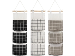 Omni 3 Bolsas Colgantes de Almacenamiento Con 3 Bolsillos, Organizador de Pared de Tela Auhota para Dormitorio Baño Cocina Impermeable