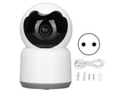 Câmera de Segurança Inteligente para Interiores TUYA com Enchufe Europeu, 1080p, Wi-Fi, Visão Noturna e Áudio Bidirecional (S/MARCA)
