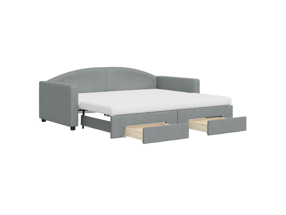 Sofá-cama Com Gavetão Vidaxl Cinzeto Tecido