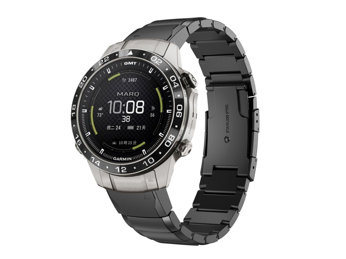 Bracelete para Garmin Marq Aviator Gen 2 Aço Inoxidável com Estampa de Casco de Tartaruga Preto XIAOMOYU (22mm)