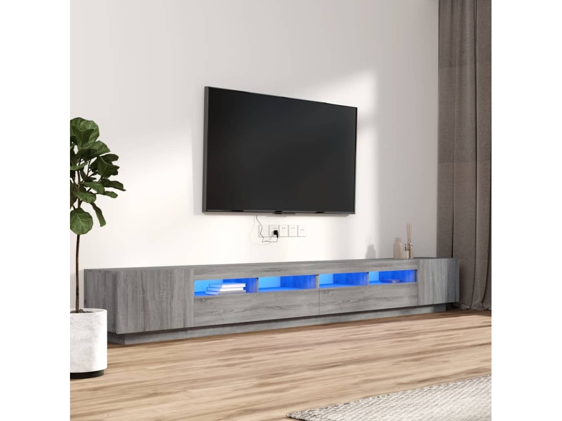 Vidaxl Conjunto Móveis De Tv 3 Pcs C/ Leds Madeira Sonoma Cinzento