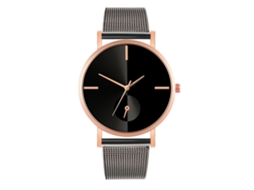 Reloj De Moda Para Parejas Con Correa De Malla Dial Redondo Cuarzo Unisex