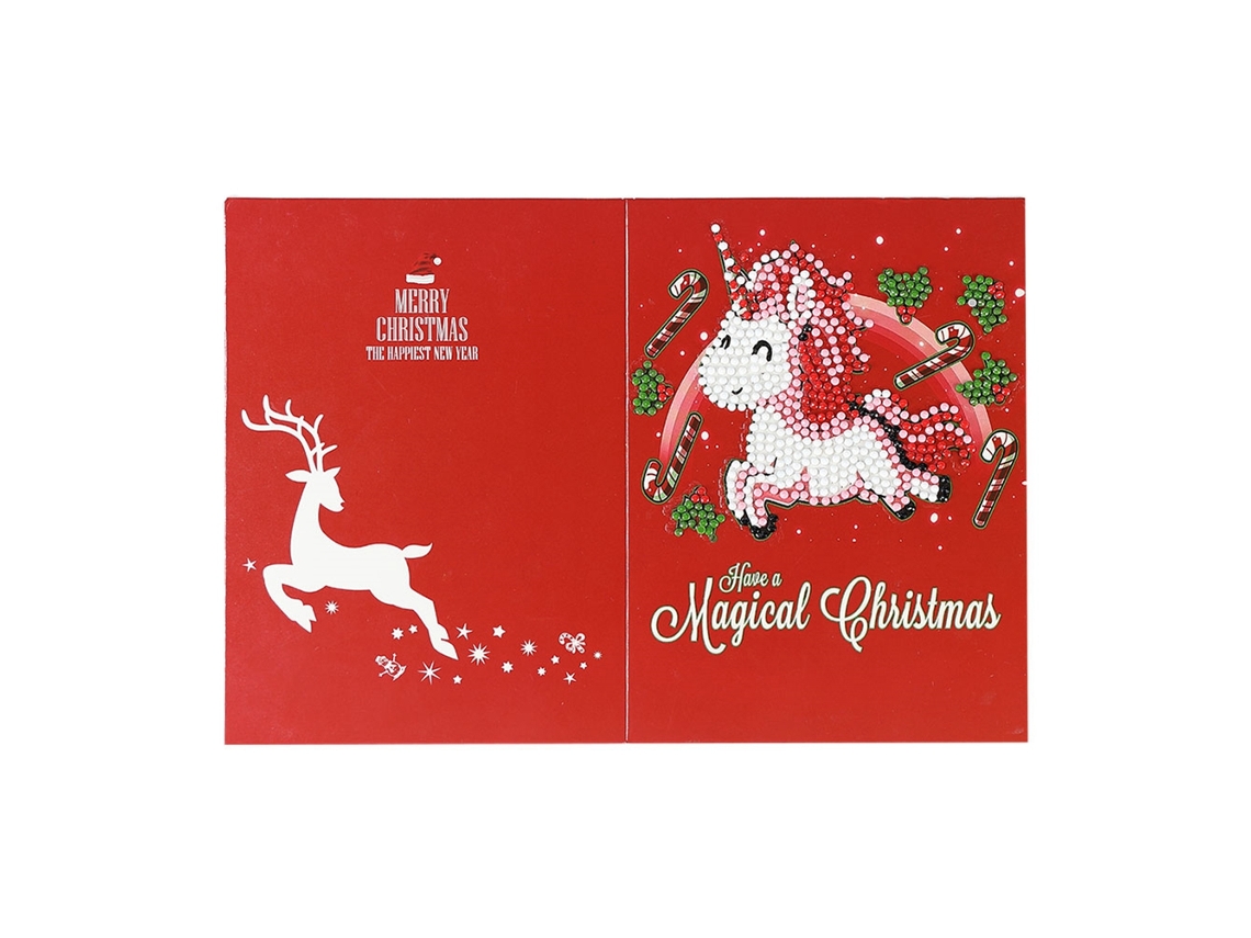 Cartão de Saudação Natalino Primerox com Strass Diy Pintura de Boneco de Neve e Velho HK001