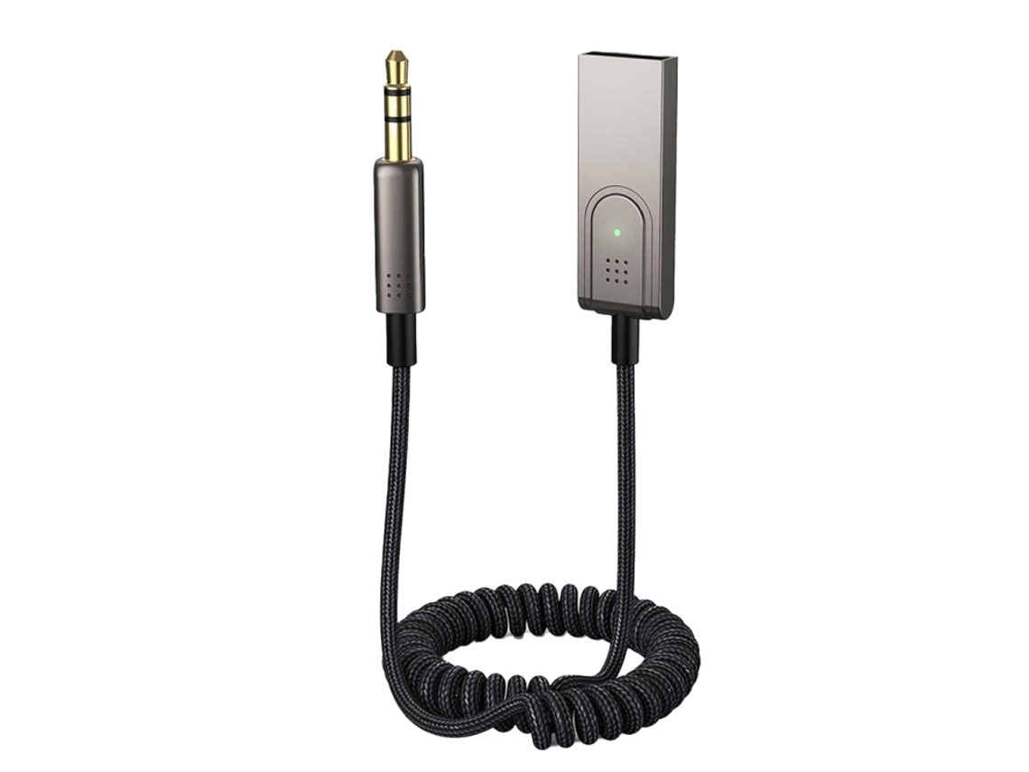 Adaptador Bluetooth para carro ZRUXE By301 5.1 Usb para aux 3.5mm, chamadas, conexão dupla, cabo trançado 0,5m | ZRUXE