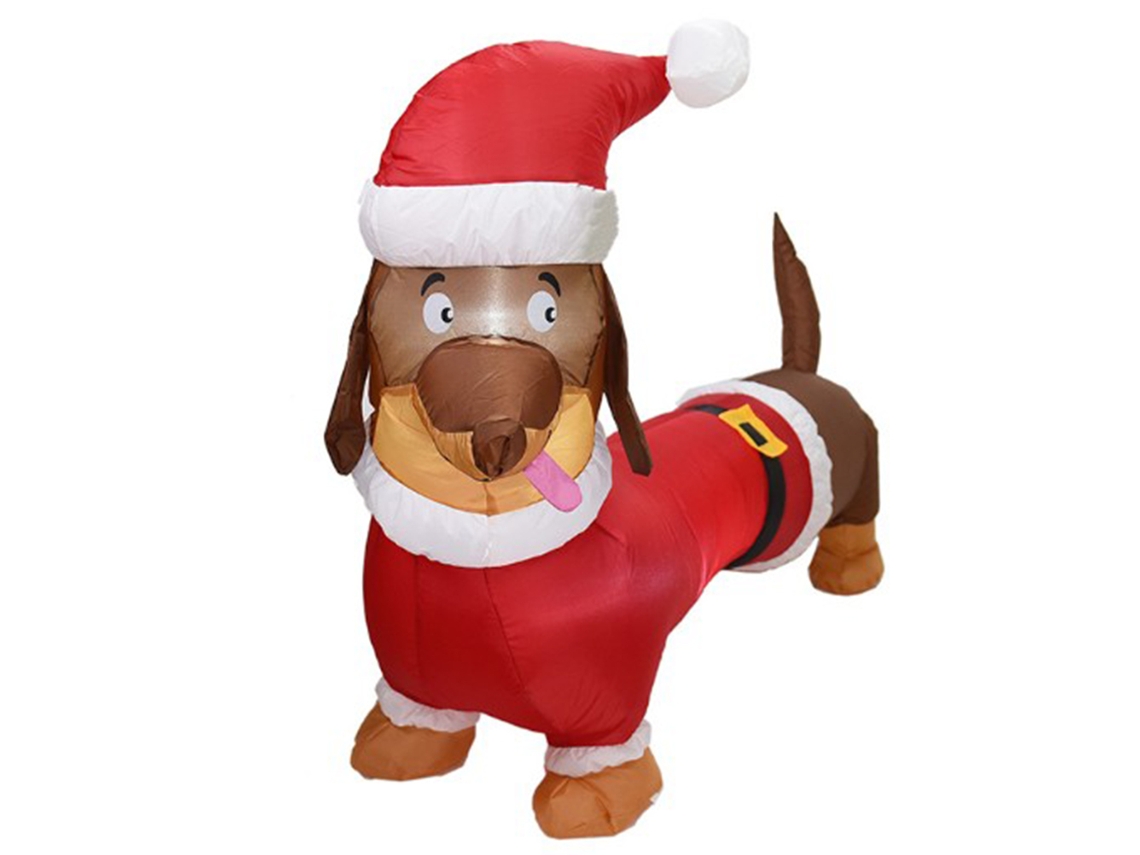 Enfeite Inflável Filhote Dachshund Natal Com Luzes Led
