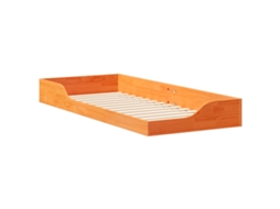 Conjunto 1 Cama De Plataforma Vidaxl Castanho Madeira De Pinho Maciça (90 X 220 Cm)