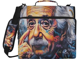 Organizador Colorido Com Estampa De Retratos Escola E Trabalho, Estojo Com Zíper E Fichário De 3 Argolas