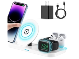 Carregador Sem Fio, Estação De Carregamento Rápido 3 Em 1 Com Certificação Qi Compatível Com Apple Watch E Airpods (branco)