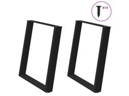 Vidaxl Pés De Mesa De Jantar Em Forma De U, 2 Peças, Preto, 70 X (72-73) Cm, Aço