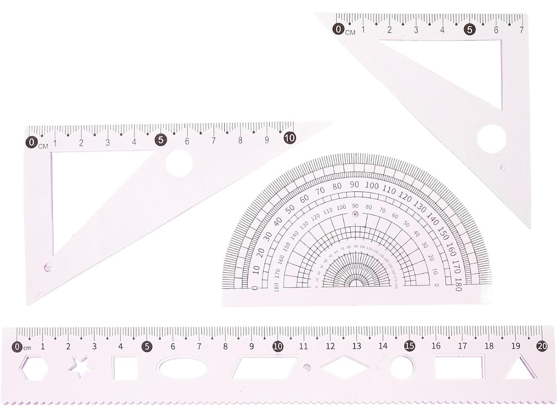 Conjunto de desenho Beavorty com 3 peças, decalque e prancheta triangular, feito de plástico resistente à luz.