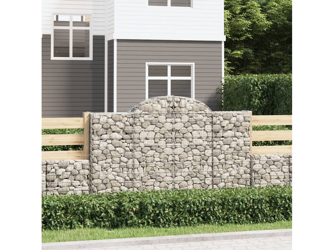 Vidaxl Cestos Gabião Arqueados 3pcs 200x30x120/140cm Ferro Galvanizado