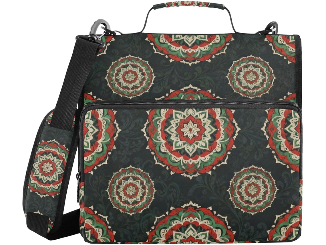 Colar Mandala Com 3 Argolas, Zíper, Alça E De Ombro Removível, Impermeável, Guardar Documentos Escolares