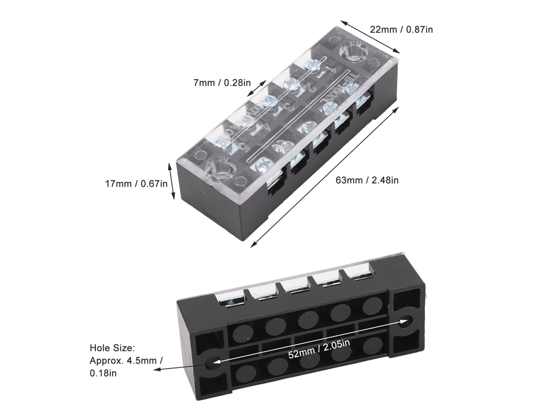 Bloco De Distribuição De Energia 5 Conjuntos, Bara De Buses Terminal Parafuso M3 15a 600v Para Automóvel E Barco